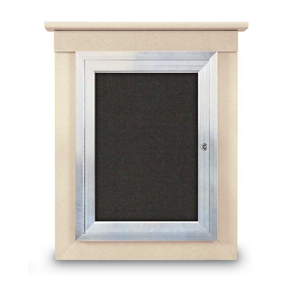 42"x32" 2-Door Enclosed Letterboard, Grey Vinyl/Cherry